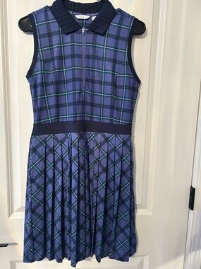 New Lady Hagen purple Plaid Sleeveless Golf Dress with Zip Front,